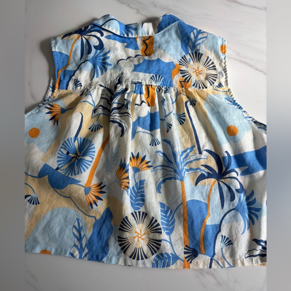 2 piece bundle Tropical Print Linen blouse Sz XL - Picture 10 of 10